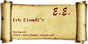 Erb Elemér névjegykártya